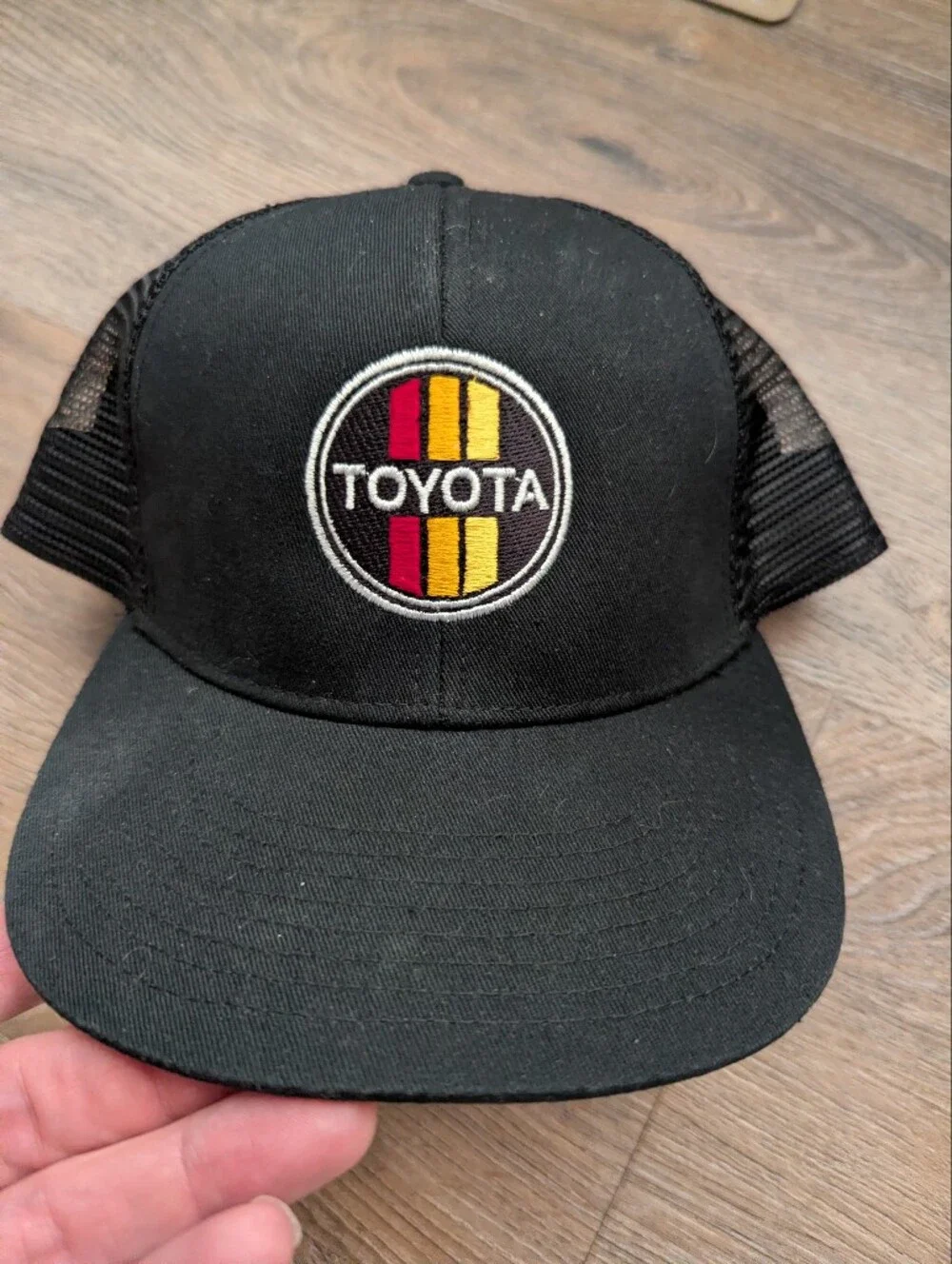 Toyota Vintage Patch Black Mesh Trucker Hat Snapback Baseball Cap OSFA